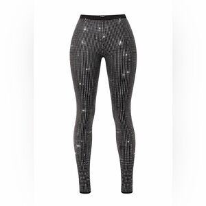 Fashion Nova Black Rhinestone Grid Leggings